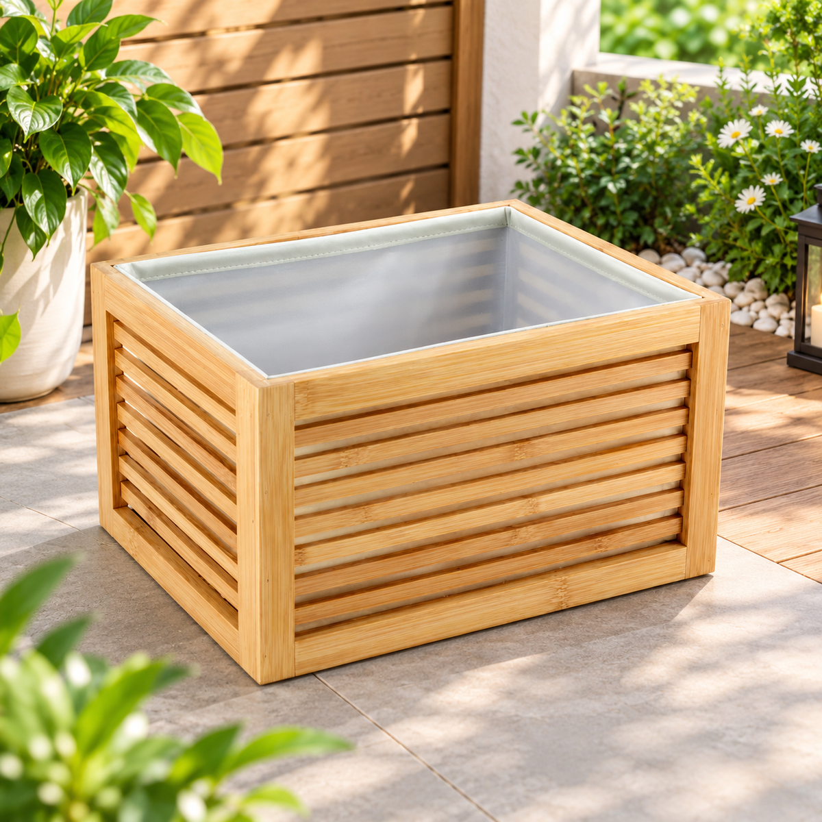 Bamboo Slatted Storage Basket