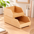 Bamboo Stackable Storage Bins Set of 2