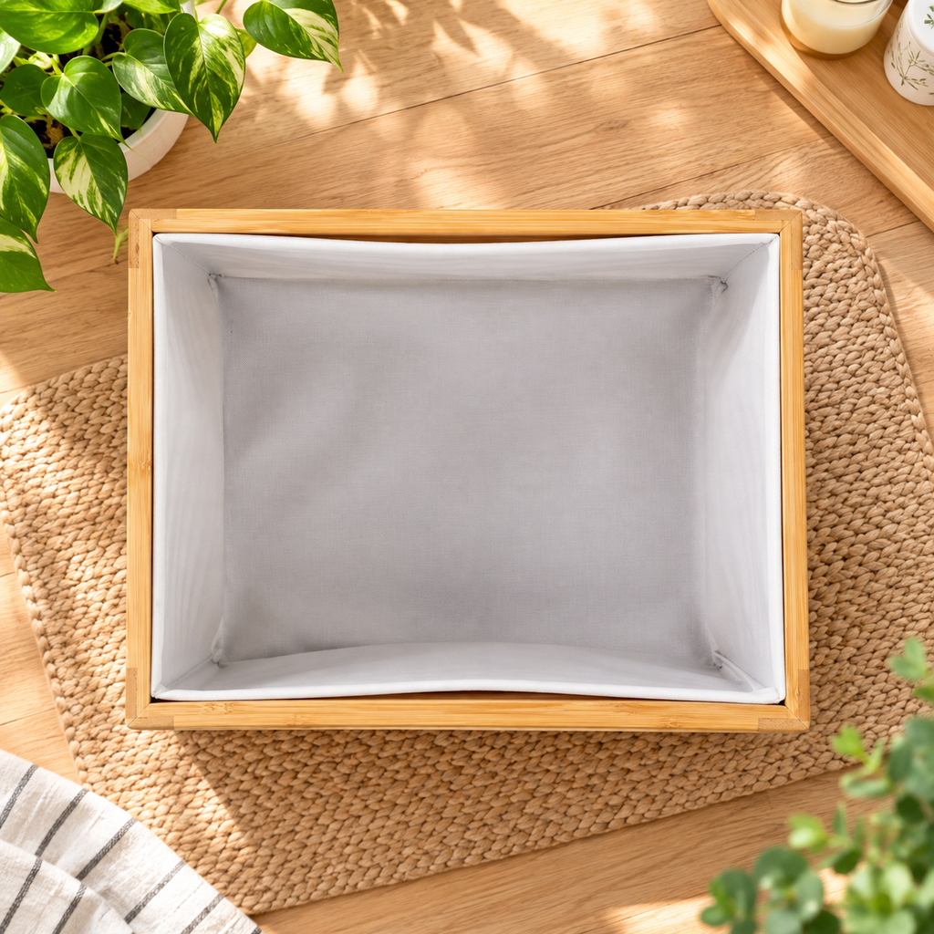 Bamboo Slatted Storage Basket