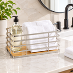 Bamboo Base Wire Storage Basket