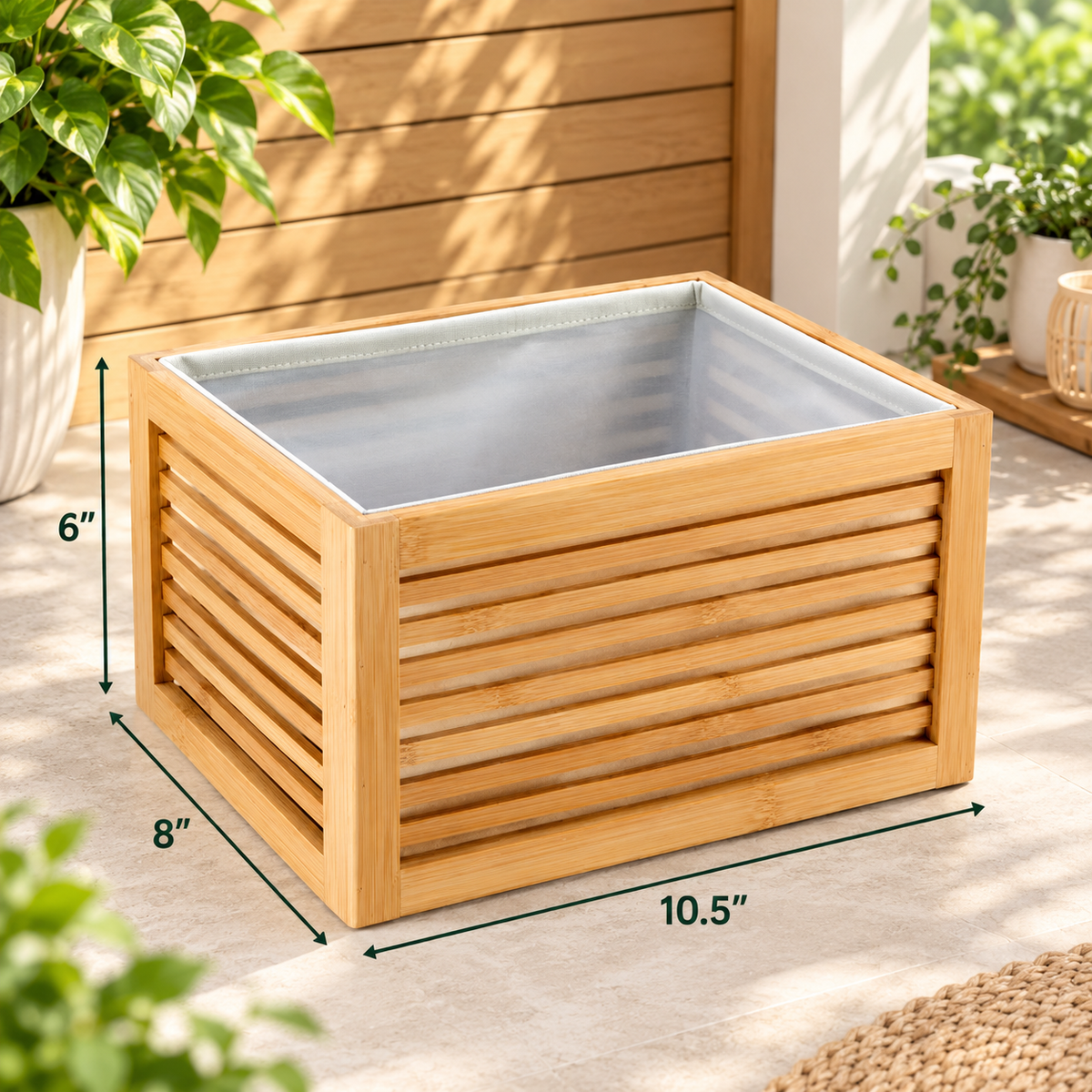 Bamboo Slatted Storage Basket