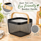 Bamboo Handle Mesh Storage Basket