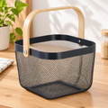 Bamboo Handle Mesh Storage Basket